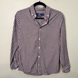 Vineyard Vines Boy's Red Gingham Whale Shirt Button Up Long Sleeve Size Large
